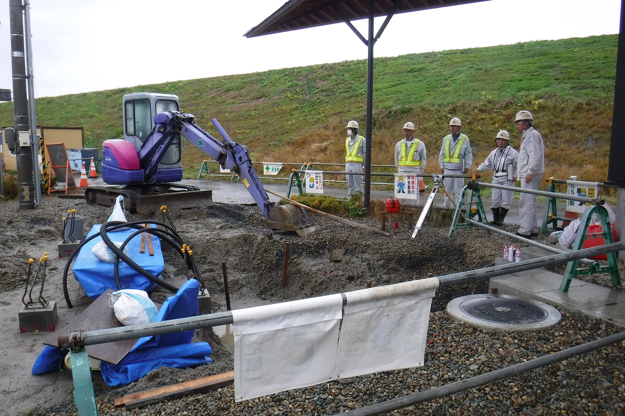 道の駅平泉地下タンク設備設置工事 作業箇所確認